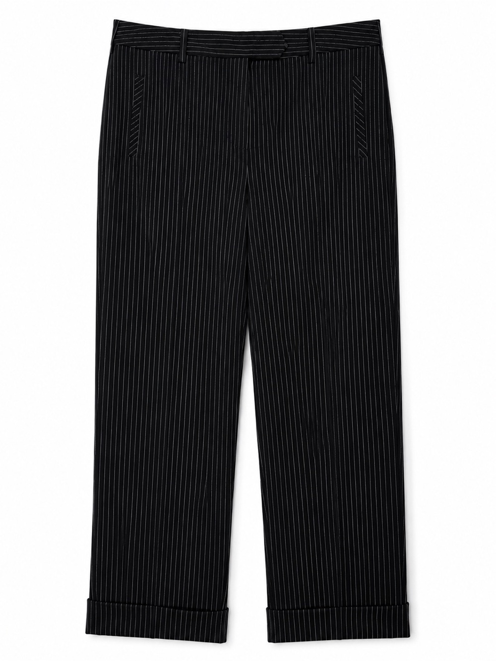 Dressbarn Women’s Size 14 Black Pinstripe Stretch Cuffed Dress Pants Trousers
